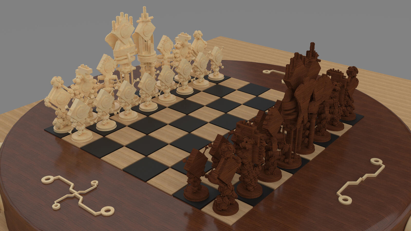 Creating Forms - Polished Wood Chessboard